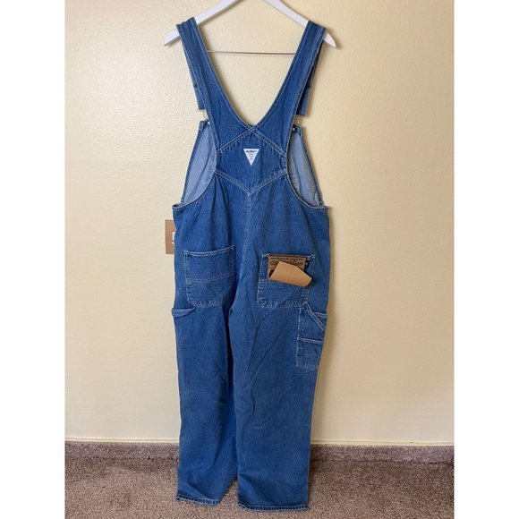 Deadstock Oshkosh B'Gosh Loose Fit Vestback Denim Bib Overalls Size Large - Picture 2 of 6